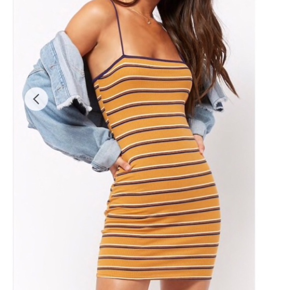 Cute Mustard Yellow Striped Cami Dress ✨